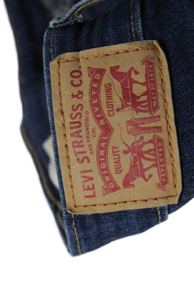 Levi's Womens Bootcut Jeans Dark Blue Mid Rise Button 28 Inseam Size 25