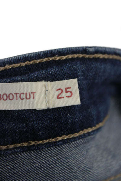 Levi's Womens Bootcut Jeans Dark Blue Mid Rise Button 28 Inseam Size 25