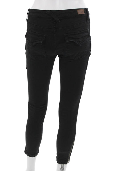 Joie Women Cargo Ankle Biker Pants Black Button Closure Size 25