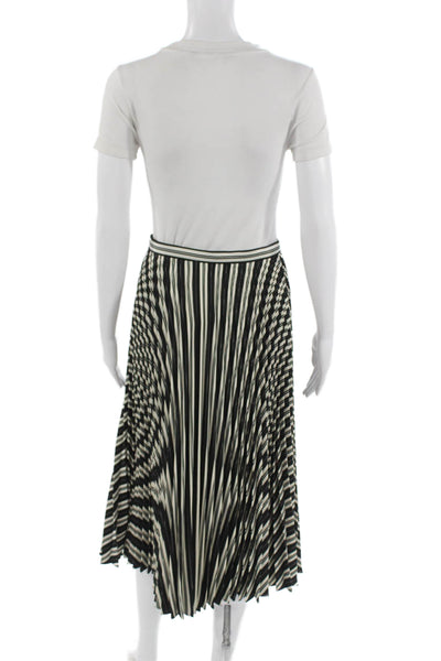 Club Monaco Womens Pleated Striped Midi Skirt Black Polyester Size 2