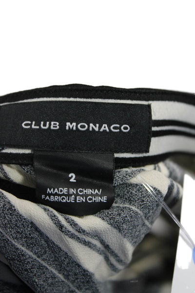 Club Monaco Womens Pleated Striped Midi Skirt Black Polyester Size 2