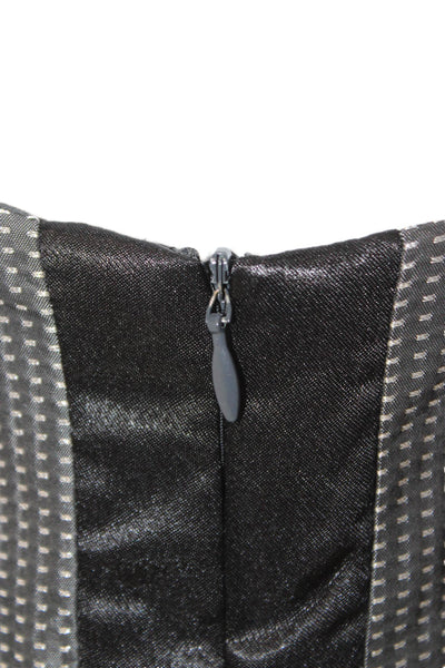 Theory Women Overall Dress Dark Gray Polka Dot Vneck Sleeveless Zip Size 0