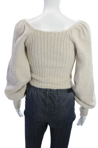 Free People Unisex Beige Square Neck Pullover Sweater Long Sleeve Size S