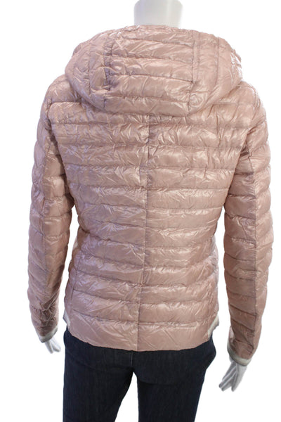 Herno Women Quilted Puffer Jacket Pink Drawstring Size 34