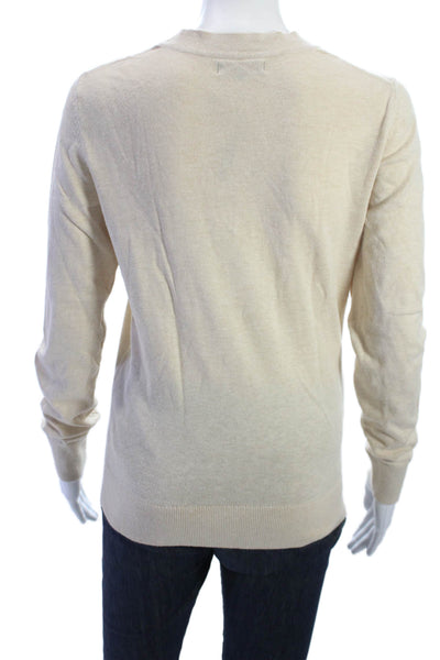 Quince Unisex Beige V-Neck Pullover Sweater Alpaca Merino Wool Size S