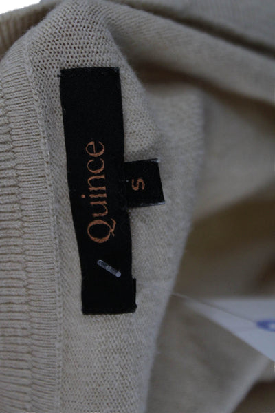 Quince Unisex Beige V-Neck Pullover Sweater Alpaca Merino Wool Size S