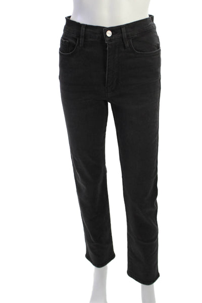 Frame Womens High Rise Skinny Straight Jeans Black Size 27