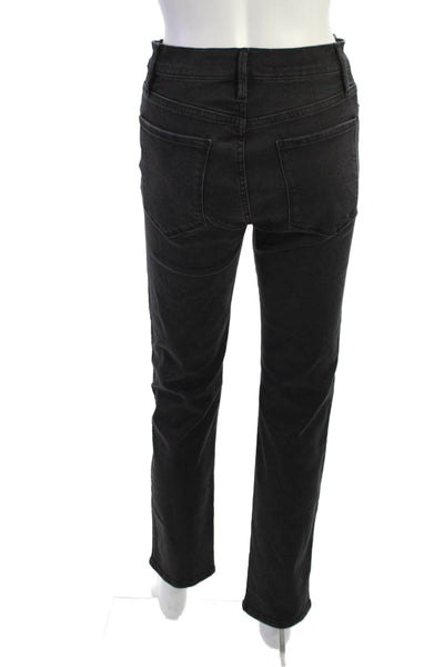 Frame Womens High Rise Skinny Straight Jeans Black Size 27