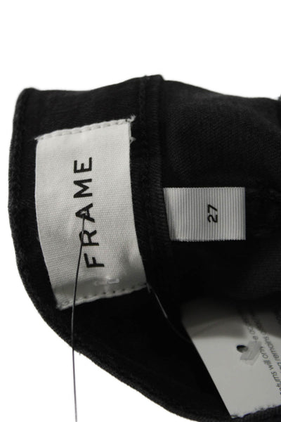 Frame Womens High Rise Skinny Straight Jeans Black Size 27