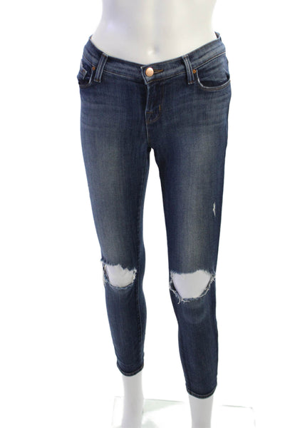 J Brand Womens Ankle Skinny Dark Blue Mid Rise Jeans Size 24