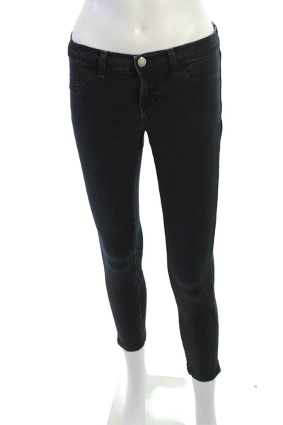J Brand Women Black Ankle Skinny Jeans Low Rise Button Size 25