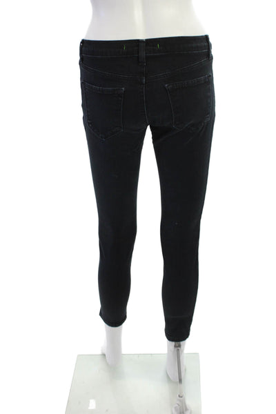 J Brand Women Black Ankle Skinny Jeans Low Rise Button Size 25