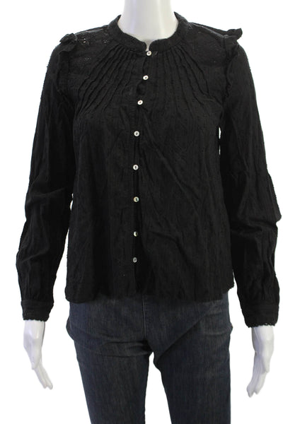 Trf Collection Zara Womens Black High Neck Long Sleeve Button Up Blouse Size XS