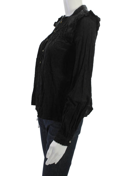 Trf Collection Zara Womens Black High Neck Long Sleeve Button Up Blouse Size XS