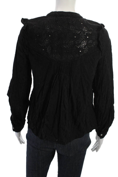 Trf Collection Zara Womens Black High Neck Long Sleeve Button Up Blouse Size XS