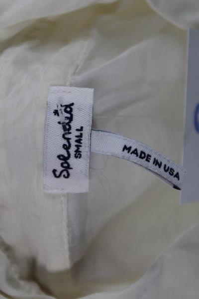 Splendid Womens White Collared Button Up Blouse 3/4 Sleeve Silk Cotton Size S
