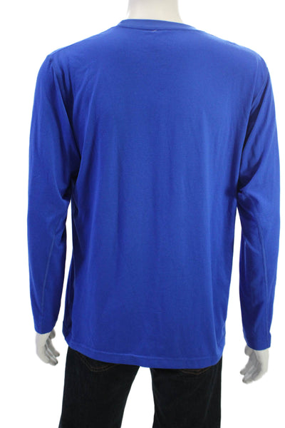 Nike Mens Blue College Graphic Long Sleeve Polyester T-Shirt Size L