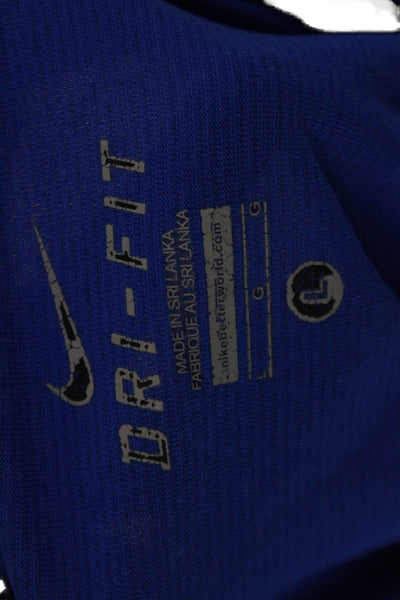 Nike Mens Blue College Graphic Long Sleeve Polyester T-Shirt Size L
