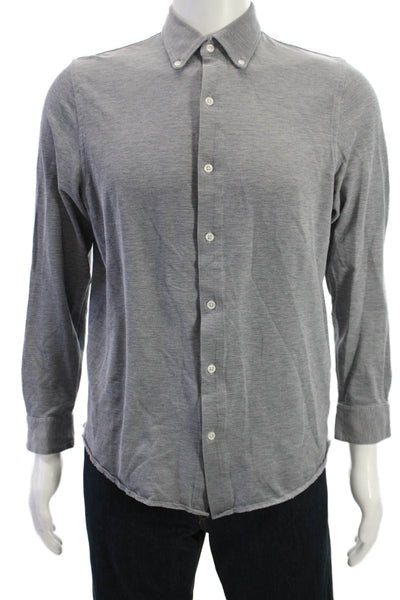Brooks Brothers Mens Button-Down Long Sleeve Collared Gray 100% Cotton Size M