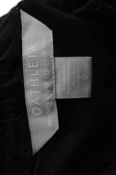 Athleta Women Cropped Black Pants Drawstring Waist Polyester Spandex Size 0