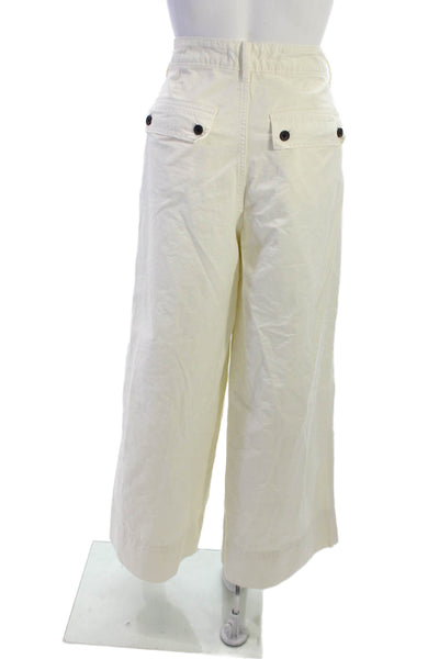 Everlane Women Cropped White Pants Button Closure Size 10