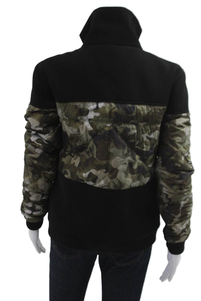 VERSUS by Versace Women Quilted Bomber Jacket Black Camo Polyester Size 38