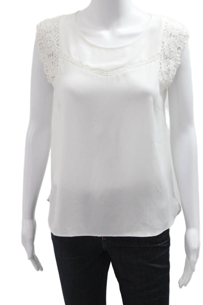 Atmosphere Womens Sleeveless Round Neck White Polyester Blend Blouse Size S