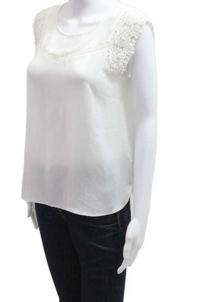 Atmosphere Womens Sleeveless Round Neck White Polyester Blend Blouse Size S