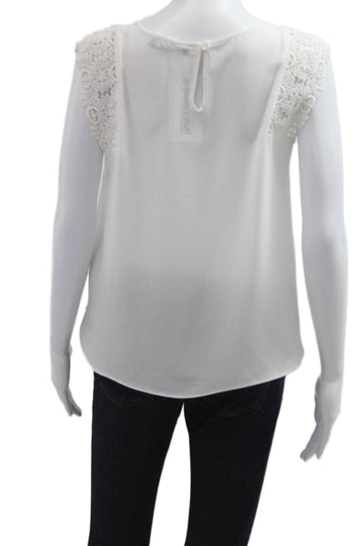 Atmosphere Womens Sleeveless Round Neck White Polyester Blend Blouse Size S
