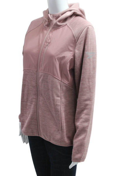 Reebok Womens Full-Zip Hoodie Pink Polyester Outdoor Size S