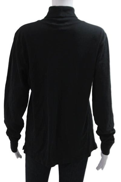 Brooks Brothers Womens Black Cotton Mock Neck Long Sleeve Basic Top Size S