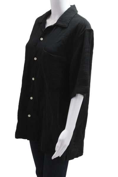 Zara Mens Button-Up Collared Black 100% Cotton Long Sleeve Size M