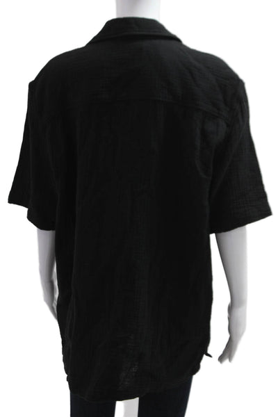 Zara Mens Button-Up Collared Black 100% Cotton Long Sleeve Size M