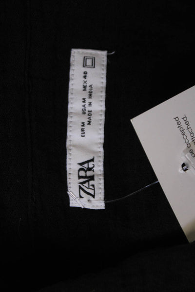 Zara Mens Button-Up Collared Black 100% Cotton Long Sleeve Size M