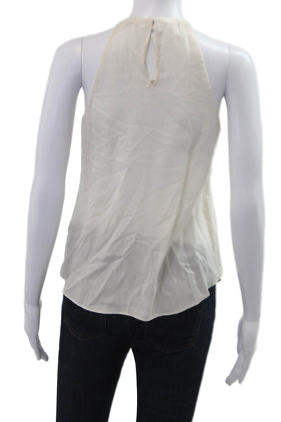 ALC Womens Silk High Neck Sleeveless Tank Beige Hook & Eye Size XS