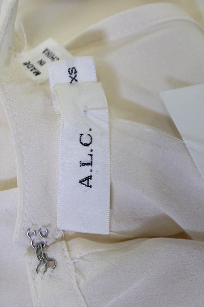 ALC Womens Silk High Neck Sleeveless Tank Beige Hook & Eye Size XS