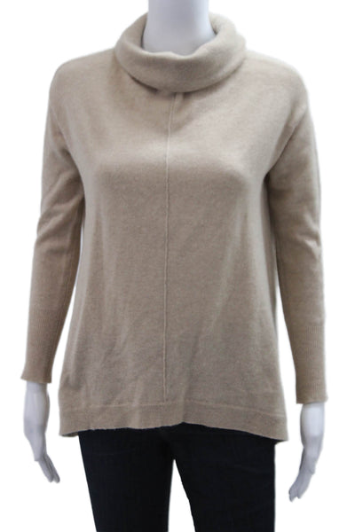 Barrow & Grove Unisex Pullover Turtleneck 100% Cashmere Beige Size XS