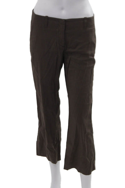 Theory Womens Cropped Dress Pants Brown Cotton Size 4