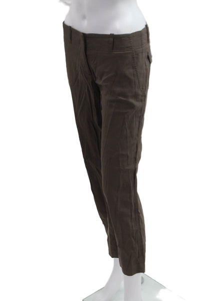 Theory Womens Cropped Dress Pants Brown Cotton Size 4