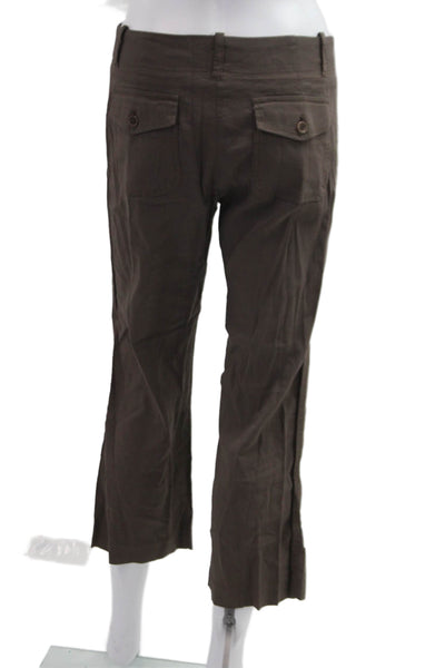 Theory Womens Cropped Dress Pants Brown Cotton Size 4