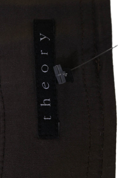 Theory Womens Cropped Dress Pants Brown Cotton Size 4