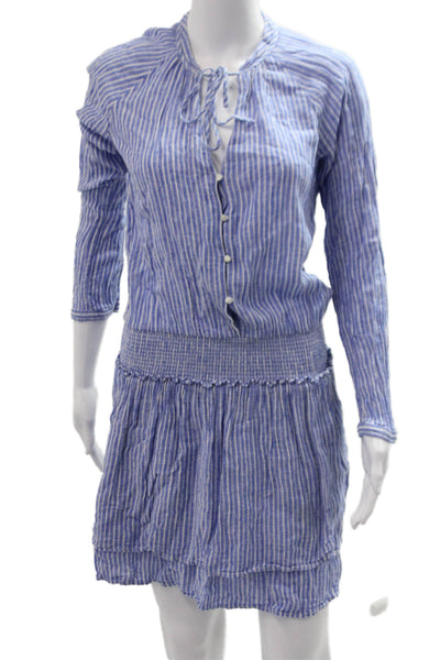 Rails Womens Blue Striped Shirt Dress Long Sleeve Button Bohemian Size S