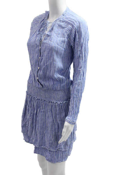 Rails Womens Blue Striped Shirt Dress Long Sleeve Button Bohemian Size S