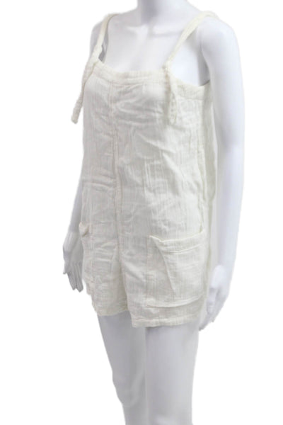 L Space Womens Overall Romper White 100% Cotton Sleeveless Scoop Neck Size M