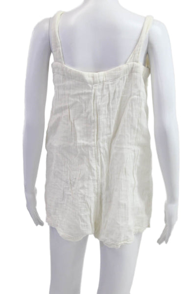 L Space Womens Overall Romper White 100% Cotton Sleeveless Scoop Neck Size M