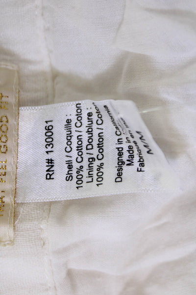L Space Womens Overall Romper White 100% Cotton Sleeveless Scoop Neck Size M
