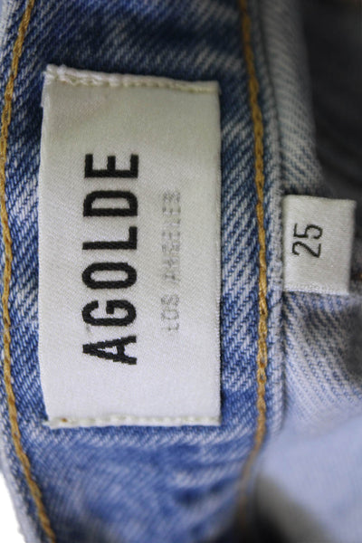 Agolde Unisex Light Blue 90s Cotton Button Shorts Size 25
