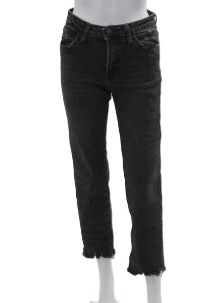 Just Black Denim Womens Cropped Straight Black Jeans Button Size 25
