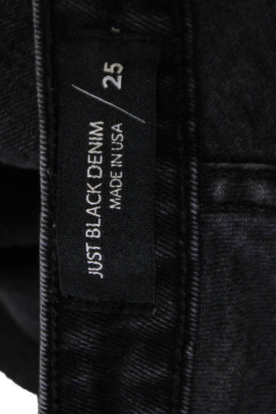 Just Black Denim Womens Cropped Straight Black Jeans Button Size 25