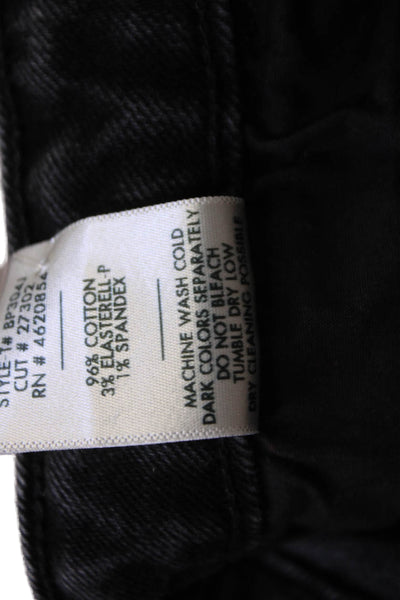 Just Black Denim Womens Cropped Straight Black Jeans Button Size 25